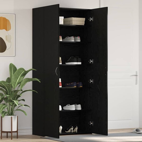 Szafka na buty 80 x 35.5 x 180 cm Drewno inżynieryjne Czarny