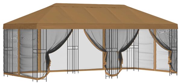 Altana z bokami 6 x 3 m Beżowy Poliester i Stal 190