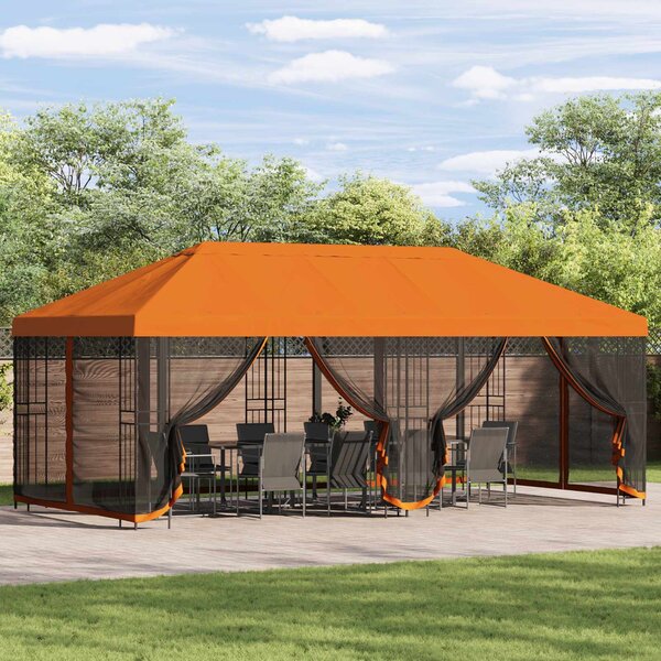 Altana z bokami 6 x 3 m pomarańczowy Poliester i Stal 190