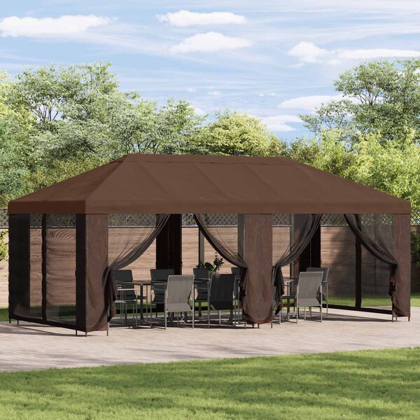 Altana ogrodowa 6 x 3 m brązowy Poliester i Stal 190 gsm