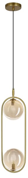 Mosiężna lampa z podwójnymi bursztynowymi kloszami - M081 S1-C20
