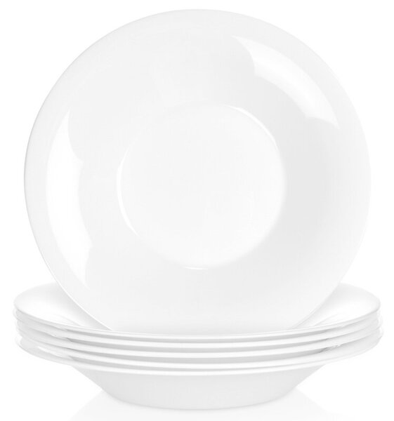 Talerze obiadowe głębokie szklane białe 21,5 cm, 400 ml 6 szt