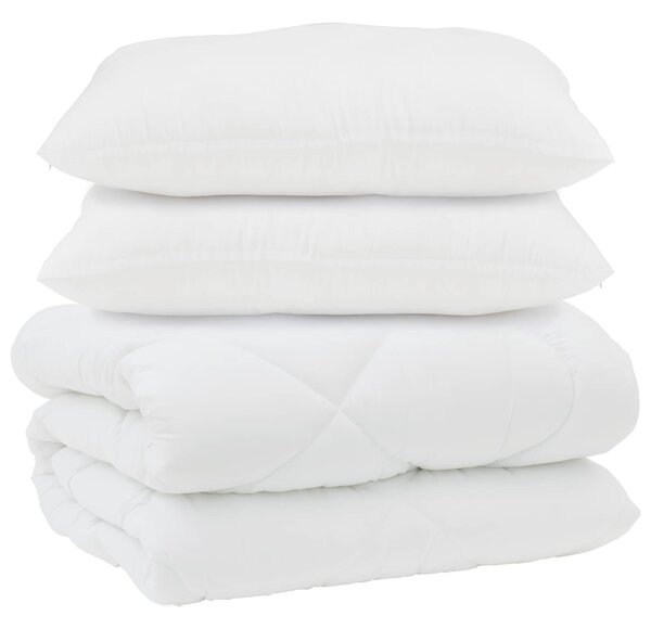 Duvet z poduszkami z poduszką 3 szt. Biały Mikrofibra i Puch