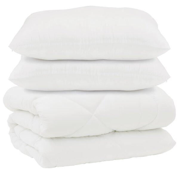 Duvet z poduszkami z poduszką 3 szt. Biały Mikrofibra i Puch