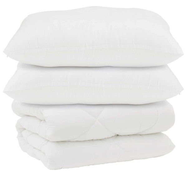 Duvet z poduszkami z poduszką 3 pcs Biały Mikrofibra i Puch