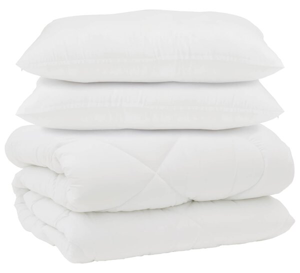 Duvet z poduszkami z poduszką 3 szt. Biały Mikrofibra i Puch