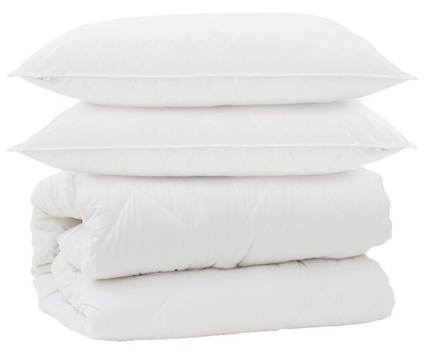 Duvet z poduszkami z poduszką 3 szt. Biały Mikrofibra