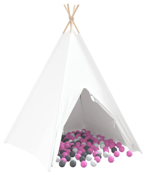 Namiot Teepee Biały 120 x 120 x 150 cm Tkanina i plastik