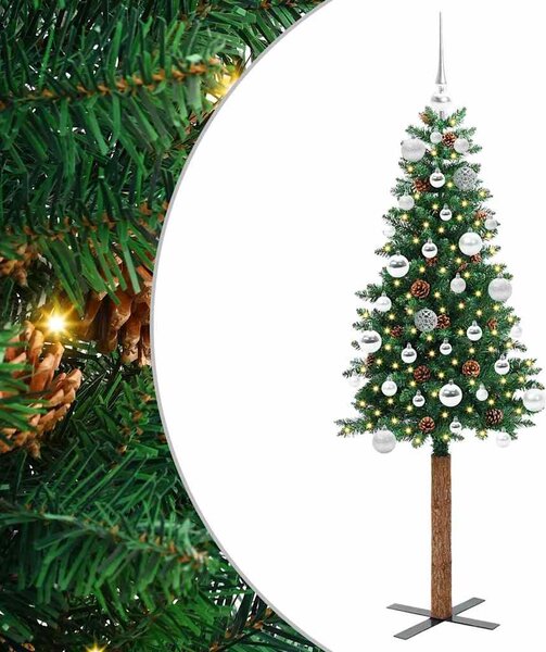 Szczupła Choinka Zielony 150 cm PVC i lite drewno sosnowe