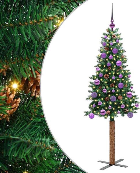 Szczupła Choinka Zielony 150 cm PVC i lite drewno sosnowe