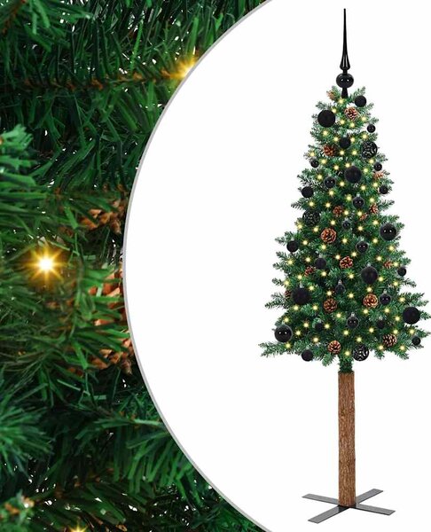 Szczupła Choinka Zielony 150 cm PVC i lite drewno sosnowe