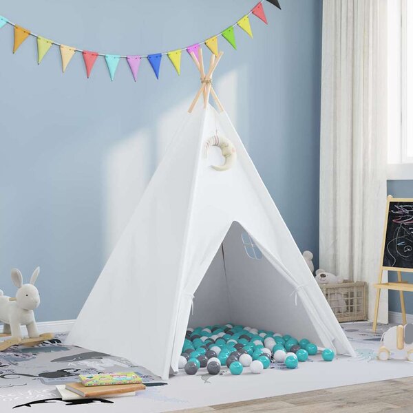 Namiot Teepee Biały 120 x 120 x 150 cm Tkanina i plastik