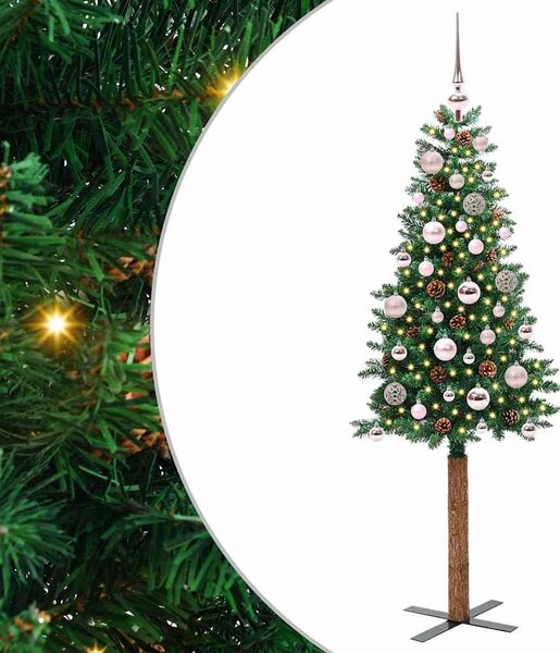 Szczupła Choinka Zielony 150 cm PVC i lite drewno sosnowe