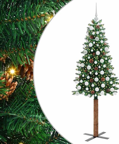 Szczupła Choinka Zielony 180 cm PVC i lite drewno sosnowe