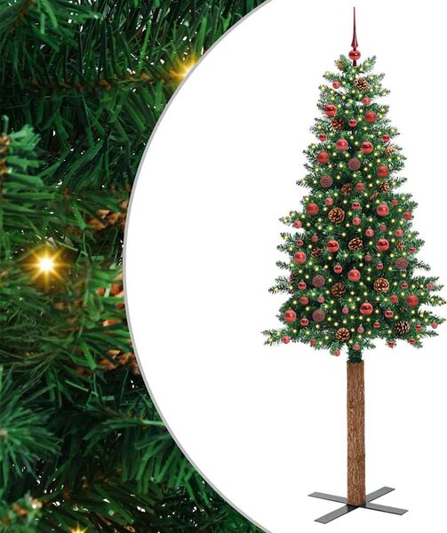 Szczupła Choinka Zielony 210 cm PVC i lite drewno sosnowe