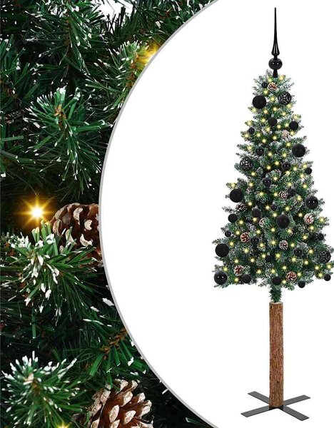 Szczupła Choinka Zielony 150 cm PVC i lite drewno sosnowe