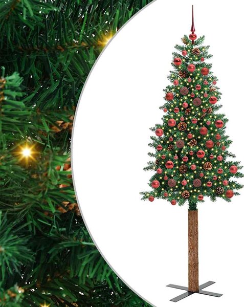 Szczupła Choinka Zielony 180 cm PVC i lite drewno sosnowe