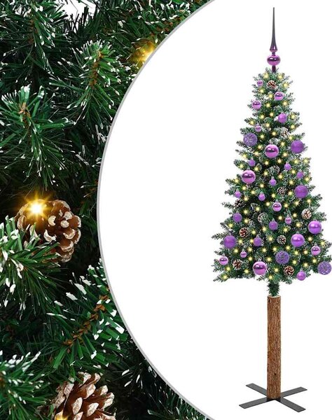 Szczupła Choinka Zielony 150 cm PVC i lite drewno sosnowe