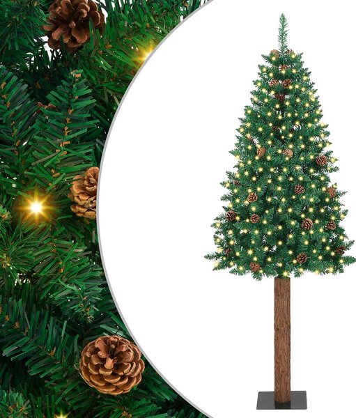 Szczupła Choinka Zielony 180 cm PVC i lite drewno sosnowe