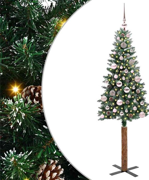 Szczupła Choinka Zielony 150 cm PVC i lite drewno sosnowe