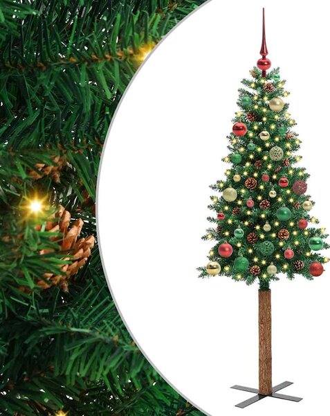 Szczupła Choinka Zielony 150 cm PVC i lite drewno sosnowe