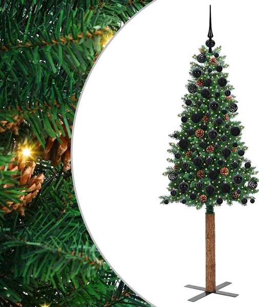 Szczupła Choinka Zielony 180 cm PVC i lite drewno sosnowe