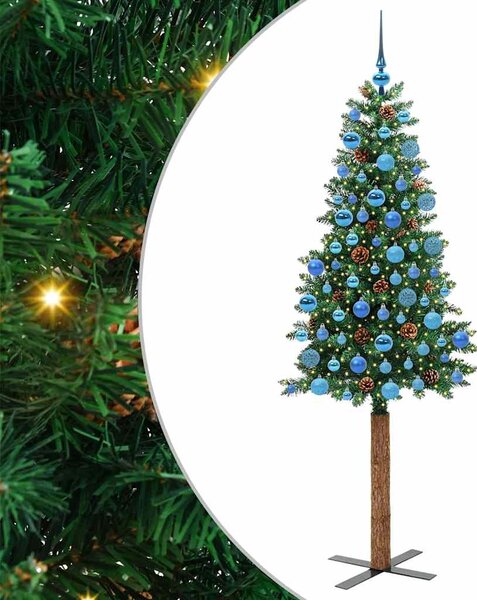 Szczupła Choinka Zielony 180 cm PVC i lite drewno sosnowe