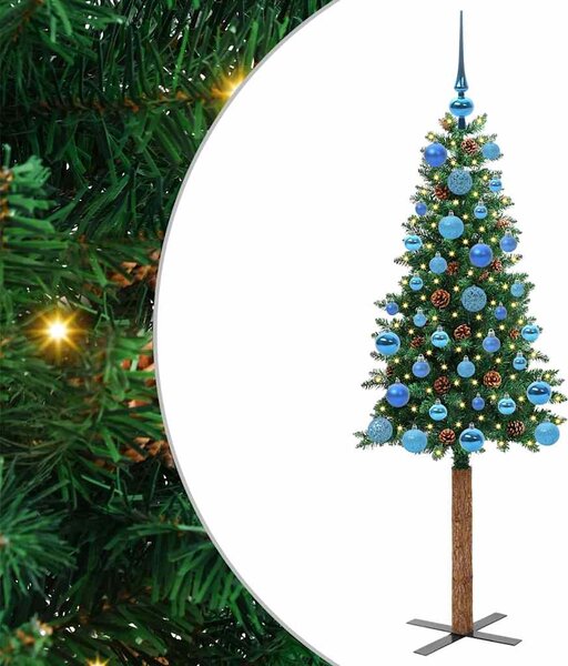 Szczupła Choinka Zielony 150 cm PVC i lite drewno sosnowe