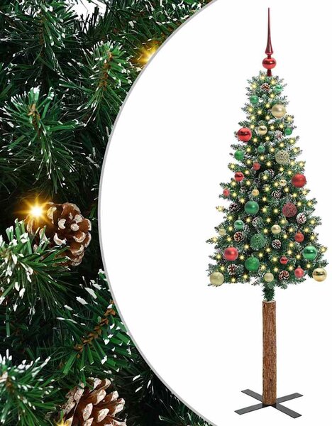Szczupła Choinka Zielony 150 cm PVC i lite drewno sosnowe