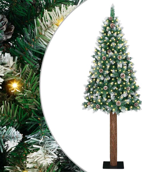 Szczupła Choinka Zielony 180 cm PVC i lite drewno sosnowe