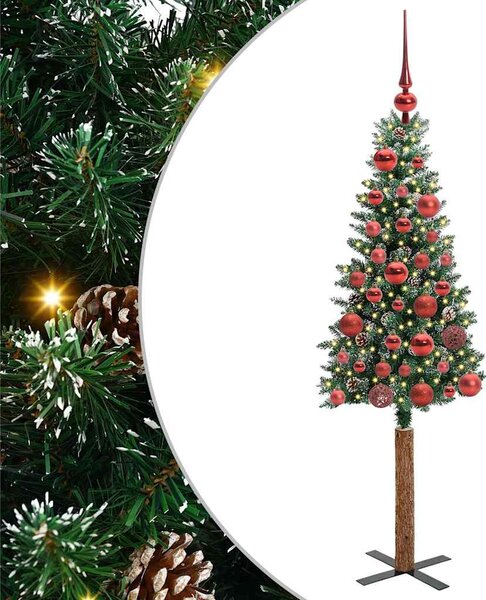 Szczupła Choinka Zielony 150 cm PVC i lite drewno sosnowe