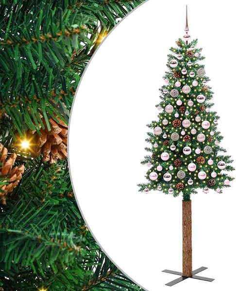 Szczupła Choinka Zielony 180 cm PVC i lite drewno sosnowe