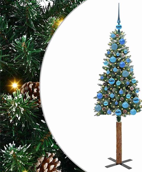 Szczupła Choinka Zielony 150 cm PVC i lite drewno sosnowe