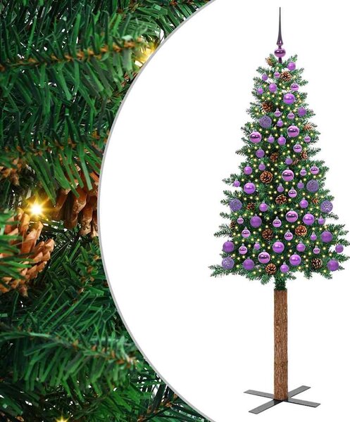 Szczupła Choinka Zielony 180 cm PVC i lite drewno sosnowe