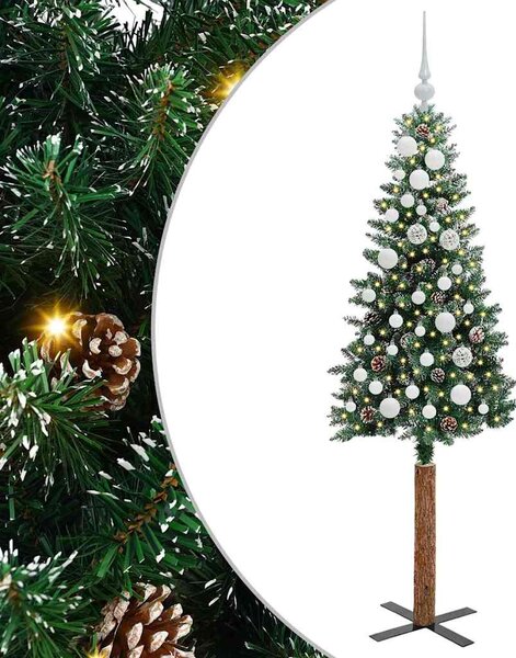 Szczupła Choinka Zielony 150 cm PVC i lite drewno sosnowe