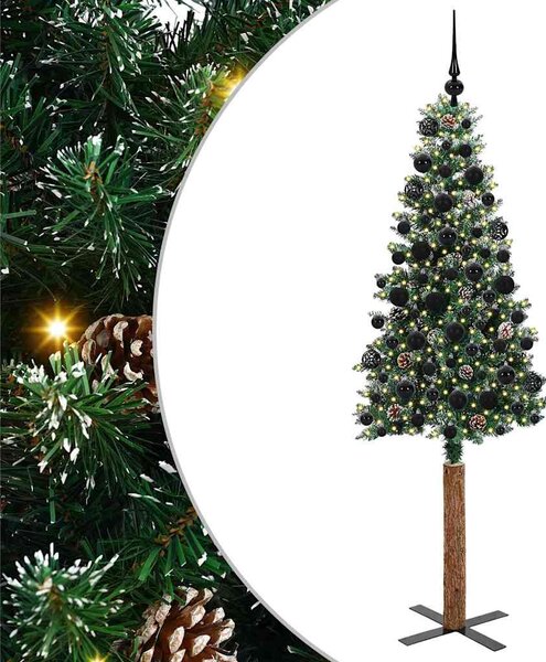Szczupła Choinka Zielony 180 cm PVC i lite drewno sosnowe