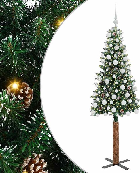 Szczupła Choinka Zielony 180 cm PVC i lite drewno sosnowe