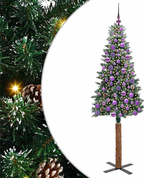 Szczupła Choinka Zielony 180 cm PVC i lite drewno sosnowe