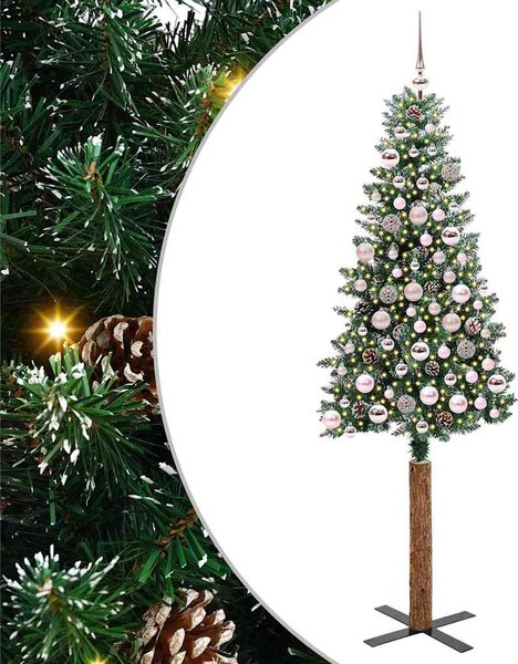 Szczupła Choinka Zielony 180 cm PVC i lite drewno sosnowe