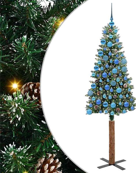 Szczupła Choinka Zielony 180 cm PVC i lite drewno sosnowe