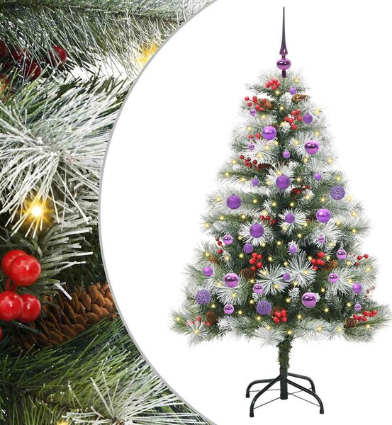 Sztuczna choinka Zielono-biały 150 cm PVC, Metal i Plastik