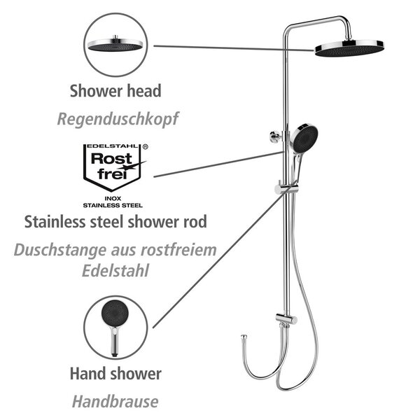 Zestaw prysznicowy ze stali nierdzewnej w kolorze błyszczącego srebra 120 cm Soft Water – Wenko