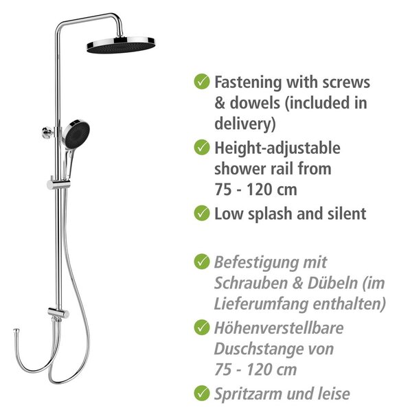 Zestaw prysznicowy ze stali nierdzewnej w kolorze błyszczącego srebra 120 cm Soft Water – Wenko