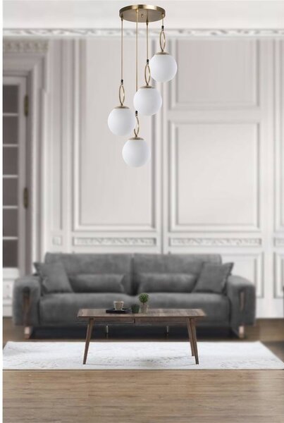 Biała/w kolorze mosiądzu lampa wisząca ze szklanym kloszem ø 30 cm Morino – Opviq lights