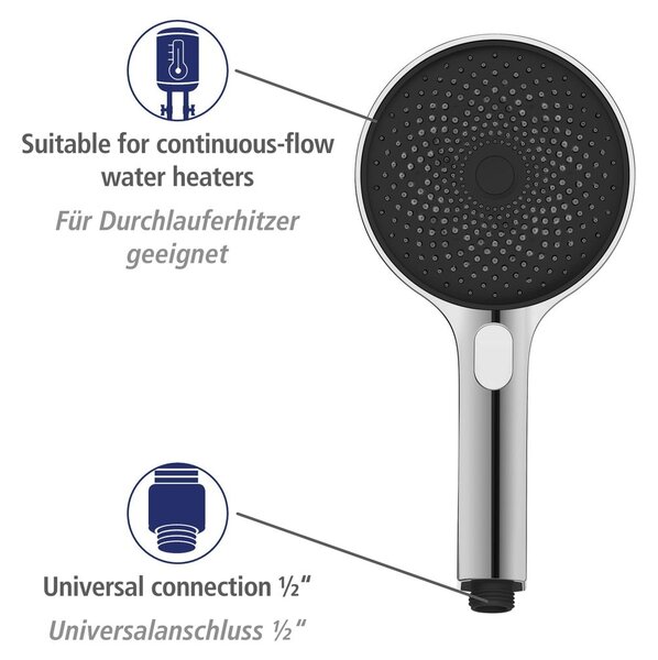 Zestaw prysznicowy ze stali nierdzewnej w kolorze błyszczącego srebra 120 cm Soft Water – Wenko