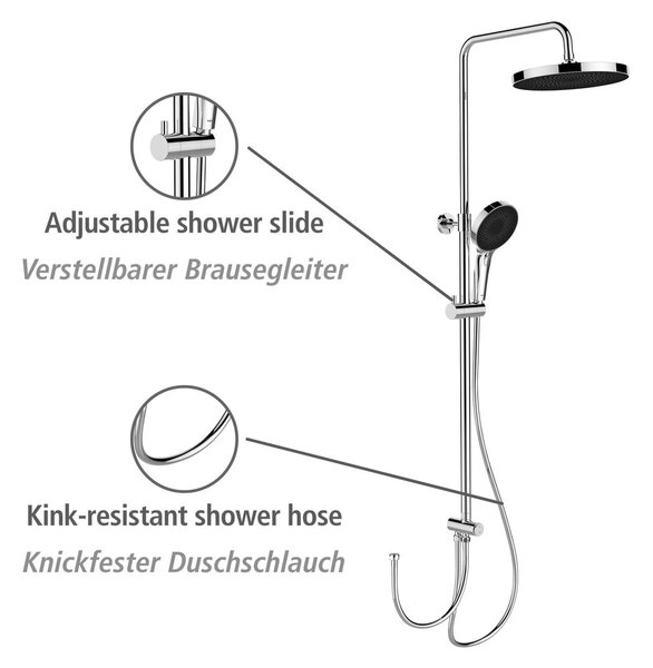 Zestaw prysznicowy ze stali nierdzewnej w kolorze błyszczącego srebra 120 cm Soft Water – Wenko