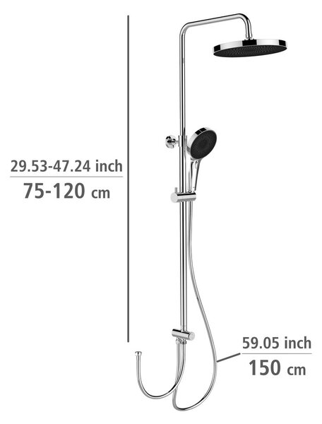 Zestaw prysznicowy ze stali nierdzewnej w kolorze błyszczącego srebra 120 cm Soft Water – Wenko
