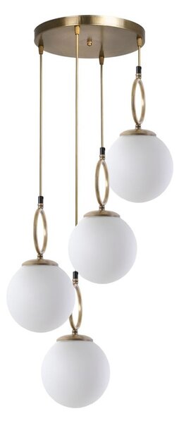 Biała/w kolorze mosiądzu lampa wisząca ze szklanym kloszem ø 30 cm Morino – Opviq lights