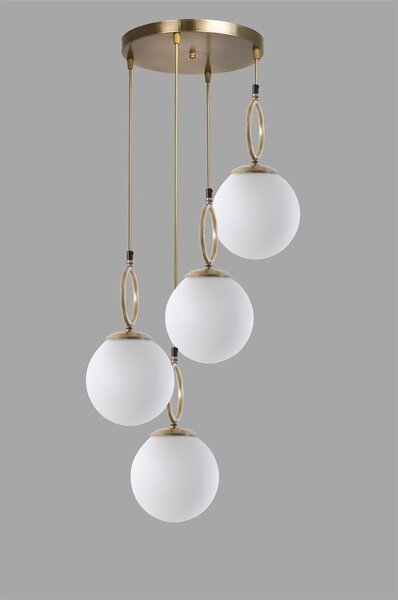 Biała/w kolorze mosiądzu lampa wisząca ze szklanym kloszem ø 30 cm Morino – Opviq lights