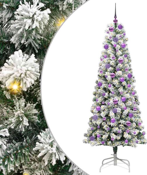 Sztuczna choinka z zawiasami z podstawą Zielony i Biały 180 cm
